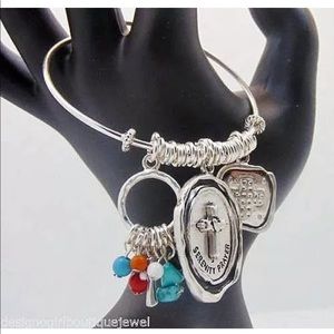 Serenity Prayer Wire Bangle Bracelet AA 12 Step